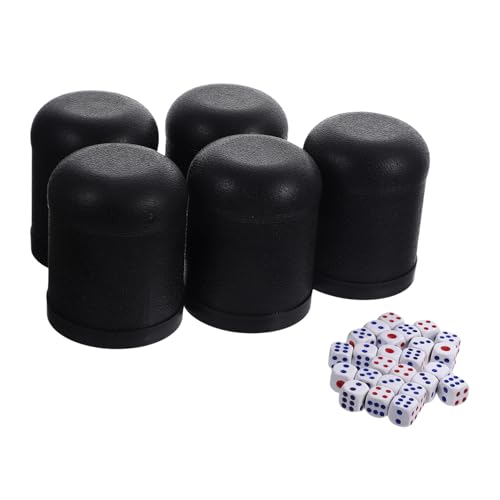 YARNOW 5 Sätze Teiliges Würfelbecher Schwarz mit Würfeln Kompakter Dice Shaker Cup für Party Ktv und Familienspiele Langlebig und Praktisch für Unterhaltsame Würfelspiele von YARNOW