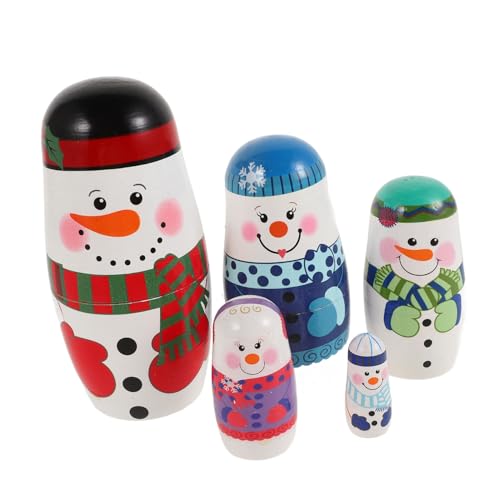 YARNOW 5 Schneemann-Matroschka Schneemann-Puppe Ornament Weihnachts-Nistpuppe Stapel Kind Lass es schneien Nistpuppen aus Silikon Winterschneespielzeug Blanca Nieves Baumschmuck hölzern YARNOW 5 Schneemann-Matroschka Schneemann-Puppe Ornament Weihnachts-Nistpuppe Stapel Kind Lass es schneien Nistpuppen aus Silikon Winterschneespielzeug Blanca Nieves Baumschmuck hölzern von YARNOW