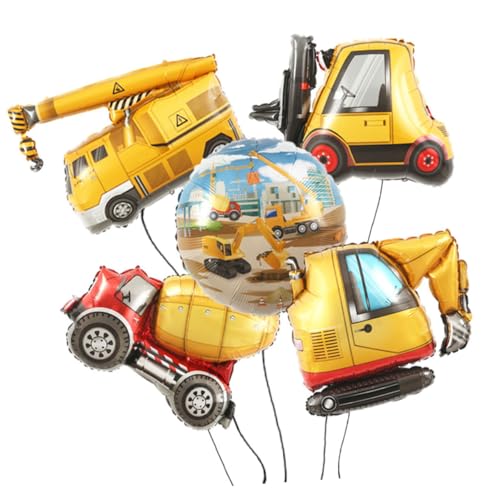 YARNOW 5 Stück Baustellenballons für Geburtstagsfeier Dekoration Lkw und Bagger Motive für Jungen und Mädchen Partyaccessoires für Bau Themenpartys von YARNOW
