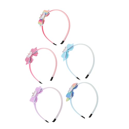 YARNOW 5 Stück Einhorn Haarreif für Mädchen Teiliges Haarband mit Bunten Schleifen Perfektes Party Zubehör für Geburtstagsfeiern und Festliche Anlässe von YARNOW