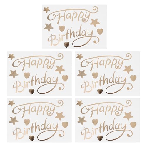 YARNOW 5 Stück Happy Birthday Ballonaufkleber aus Kunststoff mit Goldenen Buchstaben, Ballonaufkleber für Diy-partydekoration, Stil 4 von YARNOW