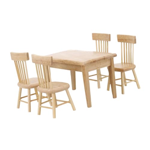 YARNOW 5 Stück Möbel Set aus Holz Teiliges und Stuhlset für Puppenhaus für Kreative mit Stühlen Dekoration von Mini Häusern YARNOW 5 Stück Möbel Set aus Holz Teiliges und Stuhlset für Puppenhaus für Kreative mit Stühlen Dekoration von Mini Häusern von YARNOW