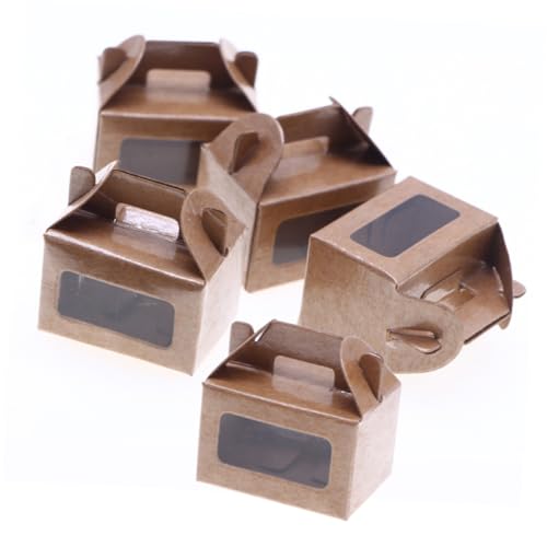 YARNOW 5 Stück Schachtel Mini Kuchenschachtel Miniatur Szenenzubehör Puppenhaus Mini Boxen Puppenkuchenschachteln Rollenspiel Simulation Dessertschachteln Puppenhaus Zubehör Hellbraunes von YARNOW