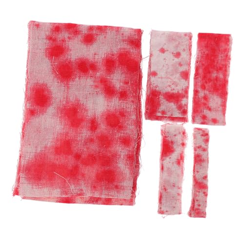YARNOW 5 Stück Teiliges Halloween Blutige Bandage Realistische Blutige Stoffbinden Reißfestes Party dekor Einfache Montage Gruselige Horror Dekoration für Haunted House und Türvorhang YARNOW 5 Stück Teiliges Halloween Blutige Bandage Realistische Blutige Stoffbinden Reißfestes Party dekor Einfache Montage Gruselige Horror Dekoration für Haunted House und Türvorhang von YARNOW