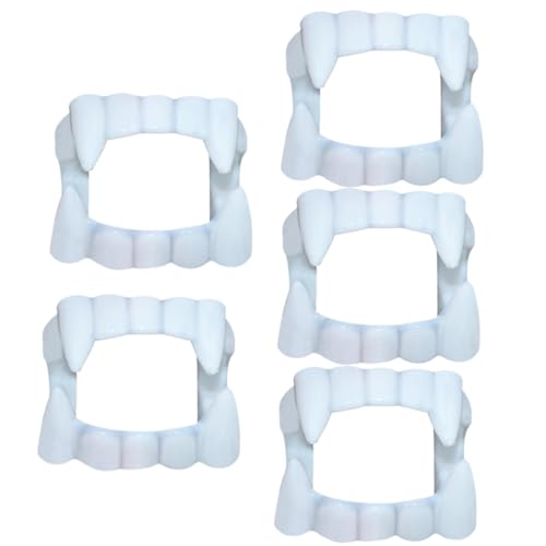 YARNOW 5 Stück Teiliges Halloween Vampirzähne Set aus Resin Leichte Umweltfreundliche Falsche Zähne für Erwachsene für Kostüme Cosplay und Gruselige Partydekoration von YARNOW