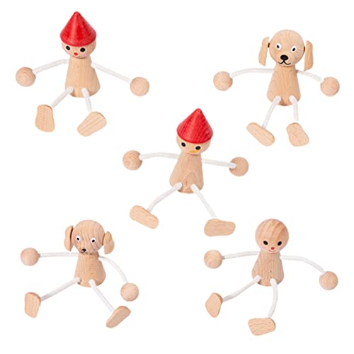 YARNOW 5 Stück Teiliges Holzpuppen Tiere DIY Figuren Dekorative Holzspielzeuge für Modelllandschaften Pädagogisches Hand Auge Koordination und Kreativität von YARNOW