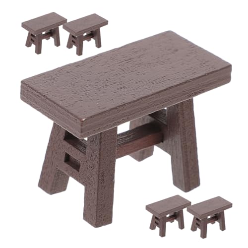 YARNOW 5 Stück Teiliges Miniatur Holzhocker Vintage Dollhouse Möbel Kleiner Hocker Puppenhaus Dekoration Robustes für Rollenspiel und Fantasie von YARNOW