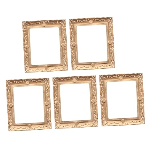 YARNOW 5 Stück Teiliges Miniatur Vintage Resin Bilderrahmen Kleine Antike Fotorahmen für Puppenhaus Dekoration Vielseitige Mini Rahmen für Foto Requisiten und Schmuckdisplay von YARNOW