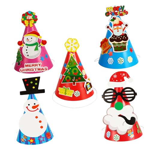 YARNOW 5 Stück Weihnachtsmützen aus Papier Niedliche DIY Bastelmaterialien Praktische Hautfreundliche Hüte mit Buntem Cartoon Design für Festliche Weihnachtsdeko und Familienbasteln YARNOW 5 Stück Weihnachtsmützen aus Papier Niedliche DIY Bastelmaterialien Praktische Hautfreundliche Hüte mit Buntem Cartoon Design für Festliche Weihnachtsdeko und Familienbasteln von YARNOW