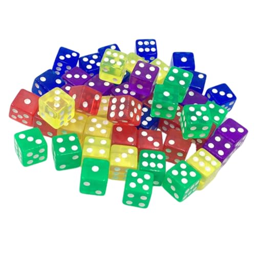 YARNOW 50 Stück Farbige Würfel Spiel Würfel transparente Würfel Pub- Würfel Spielwürfel Zufällige Farbe von YARNOW