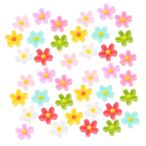 YARNOW 50 Stück Fünf-Petal-Blumenharz-Zubehör Blume Nageldekor Blumenzauber Gänseblümchen-Ohrstecker für Frauen Blumenohrstecker für Frauen Gänseblümchen-Blumenstecker Planer-Charms von YARNOW