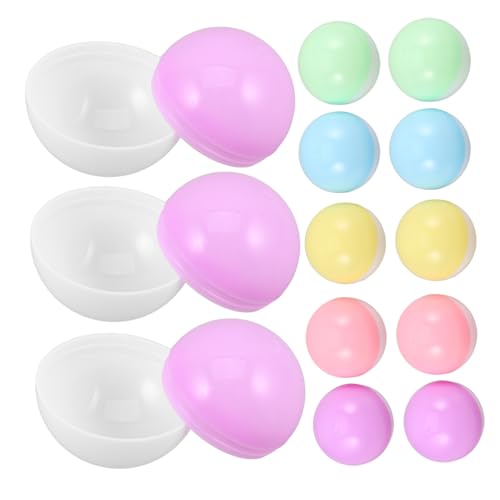 YARNOW 50 Stück Halbtransparente Macaron Farbene Leere Kunststoffkapseln Rund Wiederbefüllbar Stabile Aufbewahrung für Diy Basteln Partydekorationen Automatenspielzeug Vielseitig von YARNOW