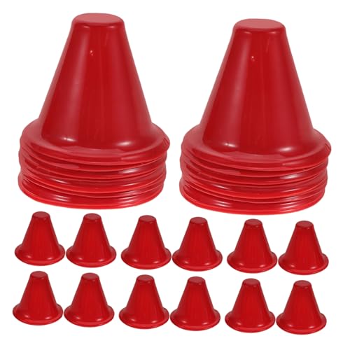 YARNOW 50 Stück Hindernisbecher -Requisiten Trainingskegel Minikegel für den Sport Mini -Zapfen Mini-Sicherheitskegel farbige Zapfen Tragen Sie eine Kegelkarte Basketballkegel Plastik rot von YARNOW