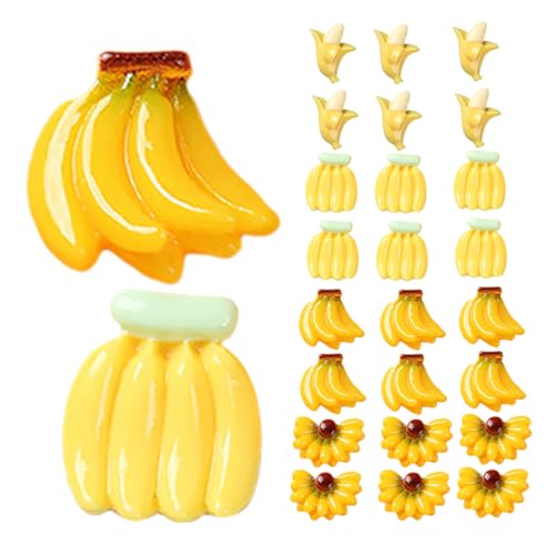 YARNOW 50 Stück Mini-Bananen Drinnen Schälen Ausgestopft Hart Früchte Simulation Kunst Gefälschte Banane Künstliche Bananen Bananenstütze Simuliertes Obst Harz von YARNOW