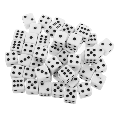 YARNOW 50 Stück Teiliges Würfel Set Weiße Sechsseitige Würfel mit Schwarzen Punkten Abgerundete Kanten Vielseitig für Brettspiele Bar Ktv Unterhaltung von YARNOW