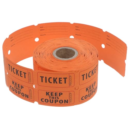 YARNOW 500 Stück Doppelte Rolle Tombola Tickets Nummeriert Orange Vielseitige Eintrittskarten für Veranstaltungen Fundraiser Partys Weihnachtsfeiern Getränke und Essensversorgung von YARNOW