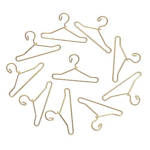 YARNOW 50Stücke Metall Puppen Kleiderbügel Mini Kleiderbügel Für Puppen Langlebig Und Stabil Für Puppenkleidung Goldene Ausführung Perfektes Zubehör Für Puppenmöbel von YARNOW
