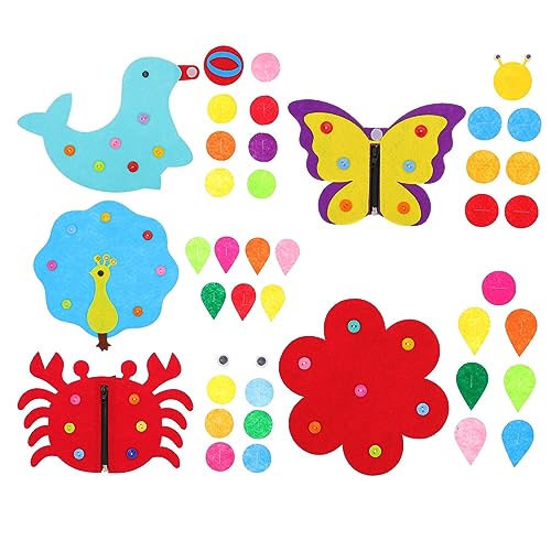 YARNOW 5Stücke Button Board Teiliges Aus Weichem Nicht Gewebtem Stoff Montessori Lernspielzeug Für Junge Mädchen Und Kleinkinder Feinmotorik von YARNOW