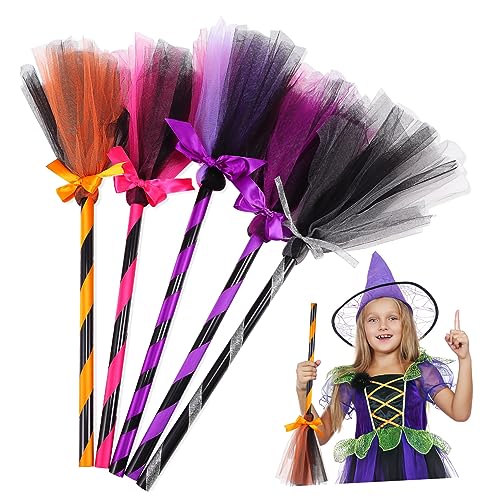 YARNOW 5Stücke Dekorative Hexenbesen Für Halloween Hexenkostüm Zubehör Leicht Und Handlich Für Kostümpartys Und Kinderspiele Kreatives Halloween Design Für Festliche von YARNOW