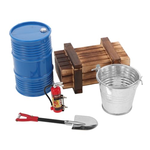 YARNOW 5Stücke Teiliges Crawler Zubehörset mit Holzkiste Ölfass Wasser Eimer und Realistische Dekoration für Fahrzeuge Blau YARNOW 5Stücke Teiliges Crawler Zubehörset mit Holzkiste Ölfass Wasser Eimer und Realistische Dekoration für Fahrzeuge Blau von YARNOW