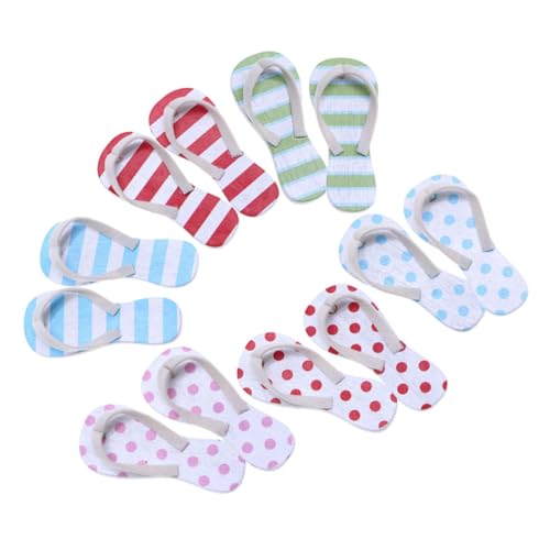 YARNOW 6 Paare Miniatur Puppenhaus Slipper Mini Sommer Hausschuhe Deko Realistische Strand Sandalen Modell Langlebig Glatt Dekorative Micro Landschaft Figuren von YARNOW
