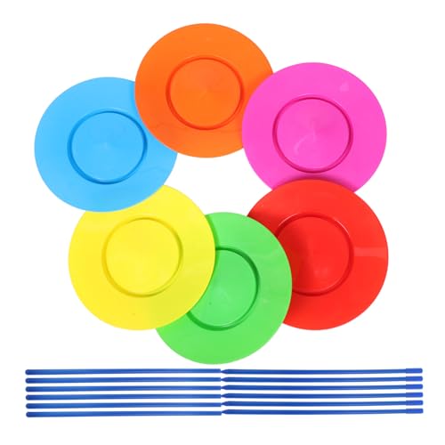 YARNOW 6 Stück 6 Rotierende Scheibenrequisiten Rotationswerkzeugsatz Drehbarer Plattenständer Sich Drehende Platten Porzellanspielzeug Gyroplatte Jonglierstöcke Plastik von YARNOW