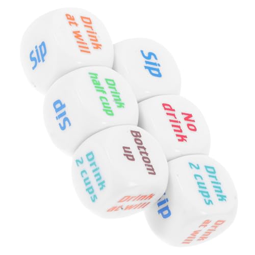 YARNOW 6 Stück Englische sechsseitige Würfel Bachelorette Party Game Würfel betrunkener Rolling Decider Würfelspiel von Familie und Freunden Alkoholspiele Acryl von YARNOW