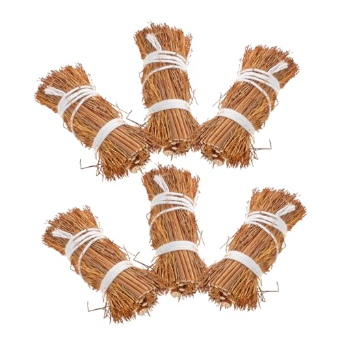 YARNOW 6 Stück Miniatur -Gras -Brennholz -Stapelmodell Mini-Heuballen zur Dekoration Mini-Heuhaufen-Dekorationen Puppenhaus Heuhaufen Ornament Sandtischdekor Light Brown von YARNOW