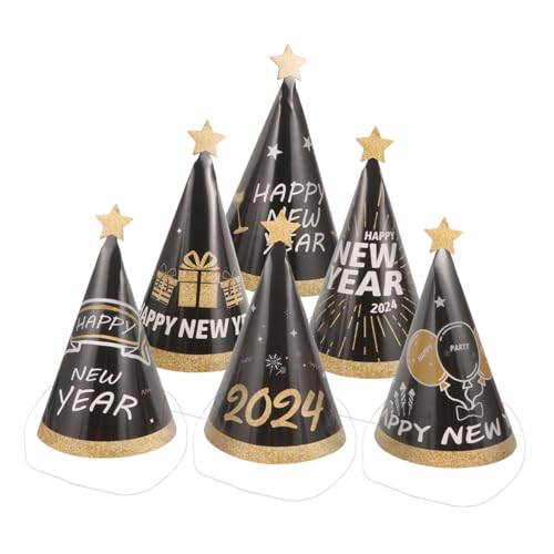 YARNOW 6 Stück Neujahr Partyhüte Lustige Kegelpapierhüte für Silvesterfeiern mit Designs und Elastischem Band für Fotos und Partydekorationen YARNOW 6 Stück Neujahr Partyhüte Lustige Kegelpapierhüte für Silvesterfeiern mit Designs und Elastischem Band für Fotos und Partydekorationen von YARNOW
