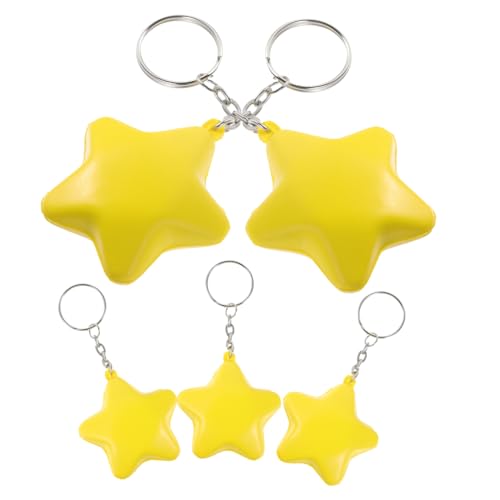 YARNOW 6 Stück Niedliche Fidget Squeeze Toys Stern Schlüsselanhänger Stressabbau für Sensorisches Anti Stress zur Entspannung und Partyspaß von YARNOW