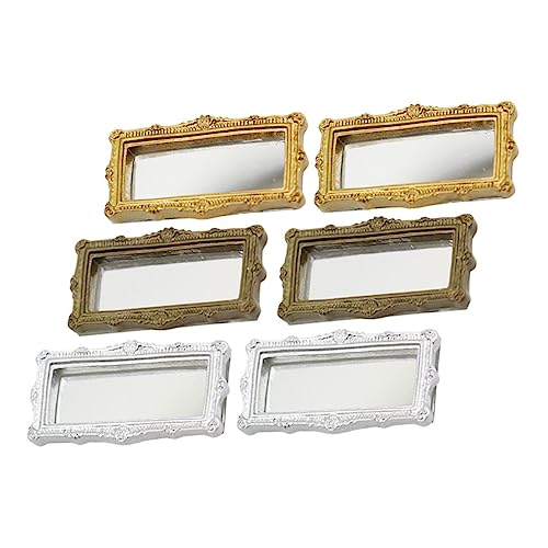 YARNOW 6 Stück Simulierter Klassischer Quadratischer Spiegel Puppenmöbel Dekoration Mini Spiegel Winzige Spiegel Miniatur Spiegel Bastelspiegel Mini Spiegel Ornamente Mini von YARNOW