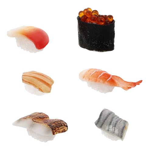 YARNOW 6 Stück Sushi -Modellrequisiten Lebensmittelmodell Miniaturfutter Künstliches Sushi- Sushi-Simulationsmodell Prop Essen Mini -Lebensmittelspielzeug winziges Essen Plastik von YARNOW