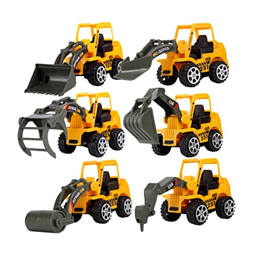 YARNOW 6 Stück Teiliges Bagger Spielzeugset Konstruktionsfahrzeuge für Kleinkinder für Hand Motorik Kommunikation und Lernen über Baumaschinen von YARNOW