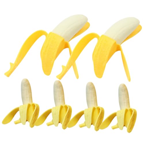 YARNOW 6 Stück Teiliges Bananen Weiches Tragbares Stressabbau Druckspielzeug Realistische Gelbe Bananenform Beruhigendes Sensorikspielzeug für Erwachsene von YARNOW