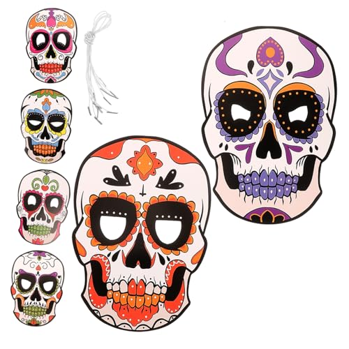 YARNOW 6 Stück Teiliges Day Of The Dead Papiermasken Dekorative Leichte Totenkopfmasken für Halloween Karneval Maskerade Bühnenperformance Geeignet für Festlichkeiten YARNOW 6 Stück Teiliges Day Of The Dead Papiermasken Dekorative Leichte Totenkopfmasken für Halloween Karneval Maskerade Bühnenperformance Geeignet für Festlichkeiten von YARNOW