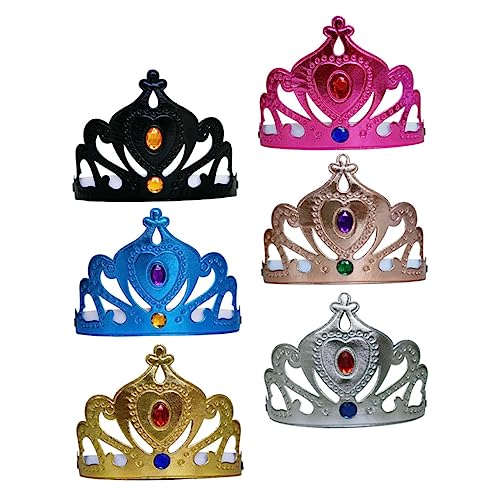 YARNOW 6 Stück Teiliges Kronen Dekorative Haarschmuck für Geburtstagsfeiern Prinzessinnen Haarreifen Gold Rot Blau Roségold Silber für Partys und Fotos von YARNOW