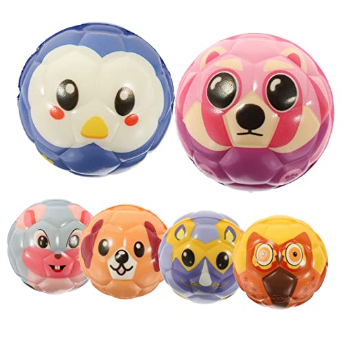 YARNOW 6 Stück Teiliges Mini Fußball Stressball aus PU Schaum Weiche Spielzeugbälle mit Waldtier Muster Handliches Trainings und Druckspielzeug für Kleinkinder Leicht und Sicher für von YARNOW