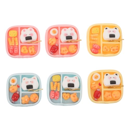 YARNOW 6 Stück Teiliges Miniatur Bento aus Resin Detailreiche Miniatur Essensmodelle Niedliche Simulation Lunchbox für Puppenhaus Kreative Mini Essensornamente für Micro Szene und Küchen von YARNOW