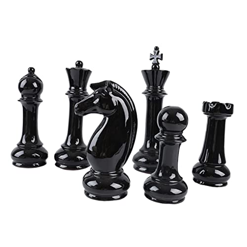 YARNOW 6 Stück Teiliges Schwarze Keramik Schachfigur Dekoration Elegantes Wohn und Bürozubehör Lustige Schachornamente für Wohnzimmer und Schlafzimmer von YARNOW