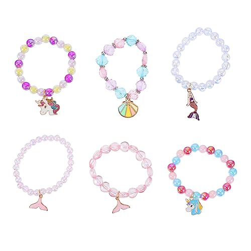 YARNOW 6 Stück Teiliges Set Bunte Einhorn Armbänder für Mädchen Perlenarmbänder als Geburtstagsgeschenk Leicht und Sicher für Kinderparty Mitgebsel YARNOW 6 Stück Teiliges Set Bunte Einhorn Armbänder für Mädchen Perlenarmbänder als Geburtstagsgeschenk Leicht und Sicher für Kinderparty Mitgebsel von YARNOW
