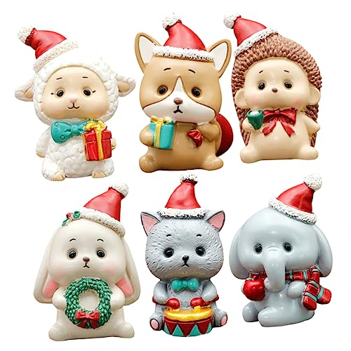 YARNOW 6 Stück Teiliges Set Tierformen Kuchen Dekoration Resin Weiß Blau Braun Adorable Weihnachts Tortenaufsätze für Unvergessliche Feiern von YARNOW