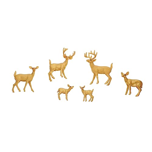 YARNOW 6 Stück Teiliges Wildtier Rentier Modellset Miniatur Tierfigur Desktop Dekoration Kinderzimmer Lernspielzeug Fantasie und Farberkennung von YARNOW