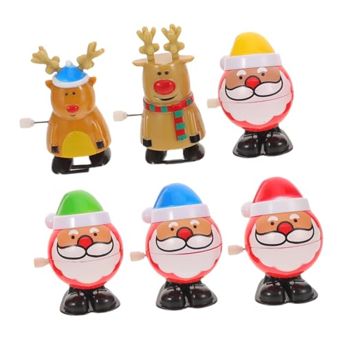 YARNOW 6 Stück Teiliges Wind-up mit Weihnachtsmotiven Tragbare Langlebige Aufziehfiguren aus Kunststoff Detailreiche Rentier Schneemann-spielzeuge Partybeigabe von YARNOW