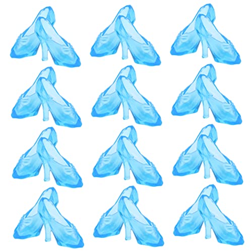YARNOW 60 Paare aus Glaspantoffeln Miniatur Puppe Fersen hoch winzige Kristallschuhe Prinzessinnen-Anziehschuhe Mini-High-Heels zum Basteln Plastik Blue von YARNOW
