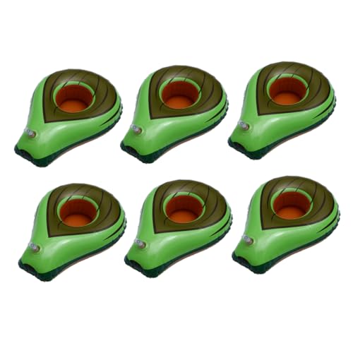YARNOW 6Stücke Aufblasbare Becherplatten Avocado Design Leichte Und Tassenhalter Für Sommer Party Und Spiele Drinks Und Spaß Am Wasser von YARNOW