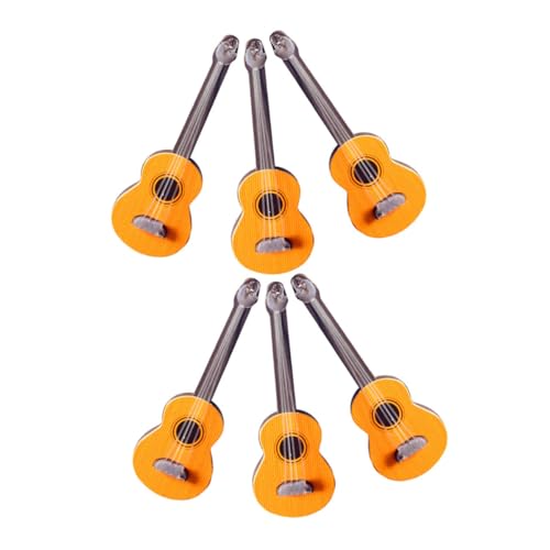 YARNOW 6Stücke Gitarrenmodell Teiliges für Puppenhaus Holzgitarren Deko Realistische Musikinstrumente für Puppenhausmöbel und Sammlungen Detailreiche Handwerkskunst von YARNOW