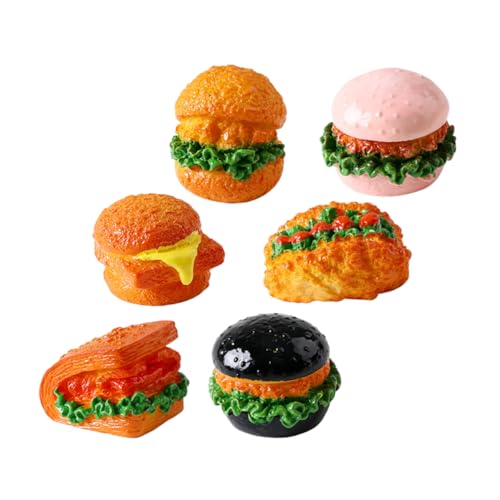 YARNOW 6 Stück Miniatur Lebensmittelmodell Realistische Harz Burger Skulptur für Puppenhaus Kleiner Küchenzubehör Simuliertes Essen für Kinder Detailreiche Deko für Miniaturszenen von YARNOW