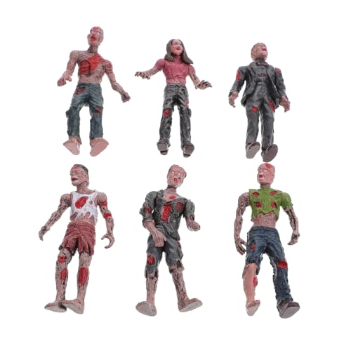 YARNOW 6Stücke Miniatur Zombie Figuren aus Kunststoff Realistische Horrorpuppe für Halloween Dekoration und Kreative Fotoaufnahmen Gruselige Spielzeuge zur Steigerung des Partyspaßes von YARNOW