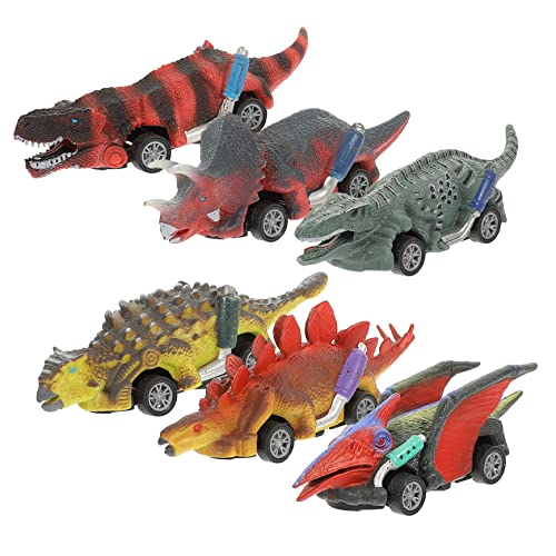 YARNOW 6Stücke Plastik Dinosaurierautos Für Kognitive Spielzeuge Für Jungen Dinosaurier Spielzeugautos Für Kleine Dino Fans von YARNOW