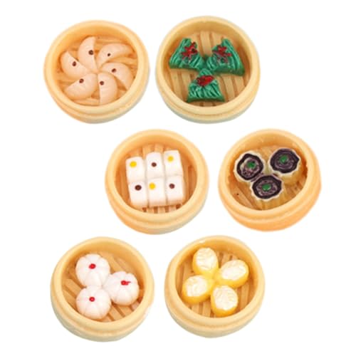 YARNOW 6stücke Miniatur-spiellebensmittel Dampfbrötchen Dampfgarer Simulation Spielzeug Künstliches Lebensmittelmodell Mini-Lebensmittel Miniatur-Lebensmittel Lebensmittelmodell von YARNOW